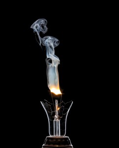 Smoke coming off a burning light bulb filament