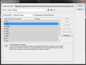 Photoshop Keyboard Shortcuts Dialog